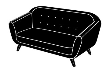 Sofa vector silhouette, Couch sofa furniture icon
