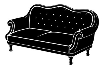 Sofa vector silhouette, Couch sofa furniture icon
