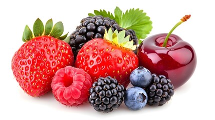 Professional Studio Photography of Mixed Berries on White Background