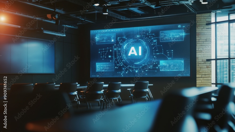 Poster a high-tech classroom showcases advanced virtual reality tools for an immersive educational experien
