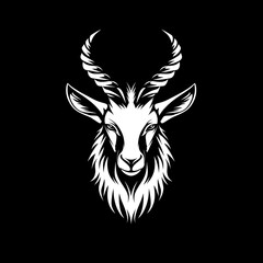 Obraz premium Graphic black and white goat head illustration