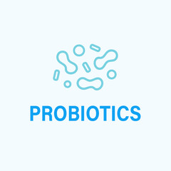 Probiotics bacteria logo badge design outline icon