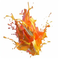 3D Render, Low Poly style of acid splash effect, on isolated white background, Generative AI