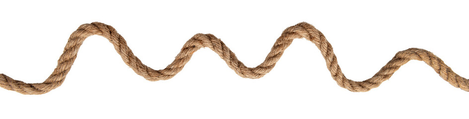 Jute. Twisted linen rope on a white background. Rope