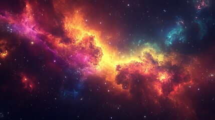 Colorful Nebula in Deep Space With Stars and Cosmic Dust