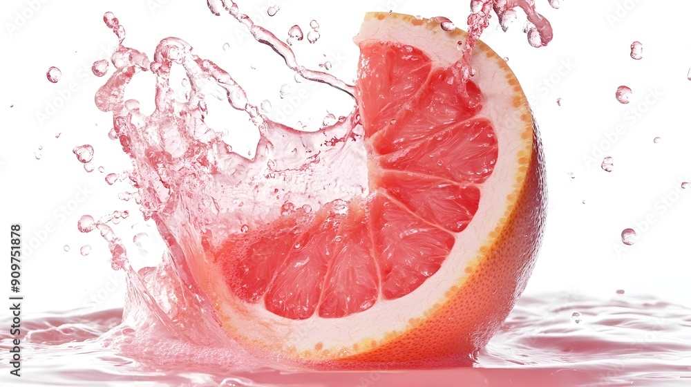 Poster vibrant and refreshing grapefruit juice splash captured in high definition on a clean white backgrou