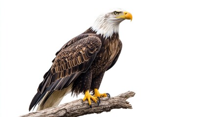 Fototapeta premium A bald eagle perched on the top of a tree branch, majestic and powerful