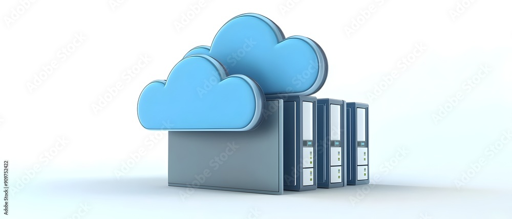 Poster reliable and secure cloud backup system in 3d rendering on white background advanced digital storage
