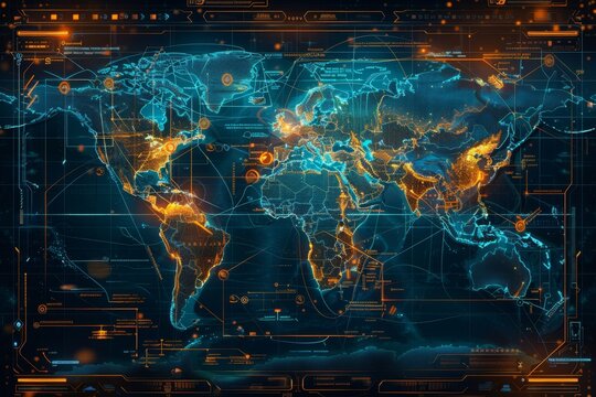Digital World Map with Data Overlay