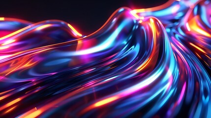 Fototapeta premium A dynamic 3D background with flowing abstract shapes vibrant gradients of blue and purple