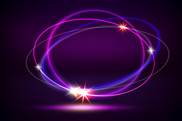 illuminated studio with purple neon lights. 3d vector illustration