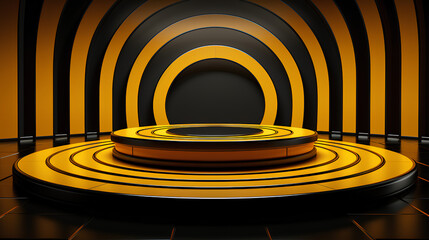 Obraz premium futuristic stage podium yellow black colour stripe