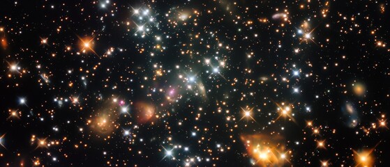 Fototapeta premium Overlay of galaxy star twinkles, on black background, Generative AI