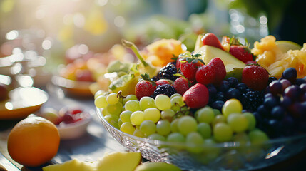 Mixed fruit party view in blurred background
