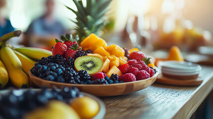 Mixed fruit party view in blurred background