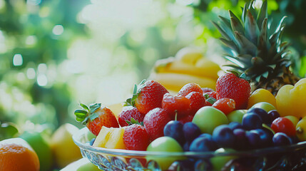 Mixed fruit party view in blurred background