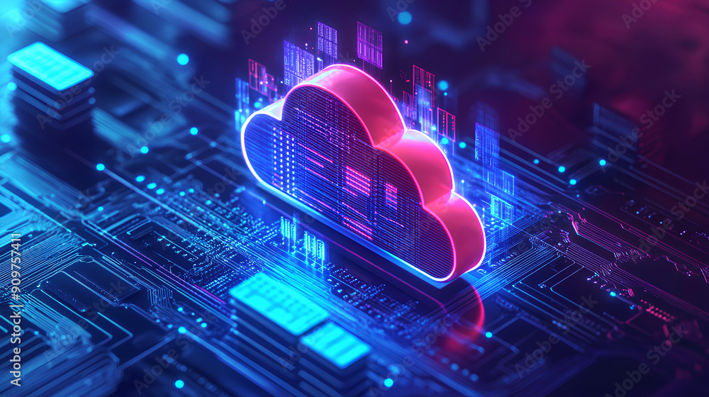 Poster seamless data migration to the cloud, seamless data migration to the cloud with an image showing dat