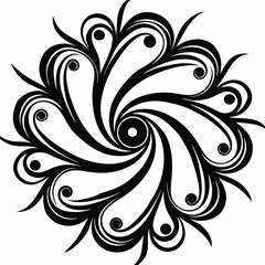 Ornate floral pattern in black and white, symmetrical design