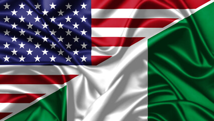 United waving flag of USA and Nigeria