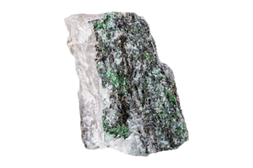 Fuchsite mineral stone on a white background close up