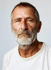 Obraz premium Portrait of an old man with white beard and green eyes