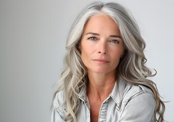 Fototapeta premium portrait of a beautiful woman with gray hair