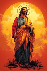 Fototapeta premium portrait Illustration of a painting of Jesus Christ, generative ai