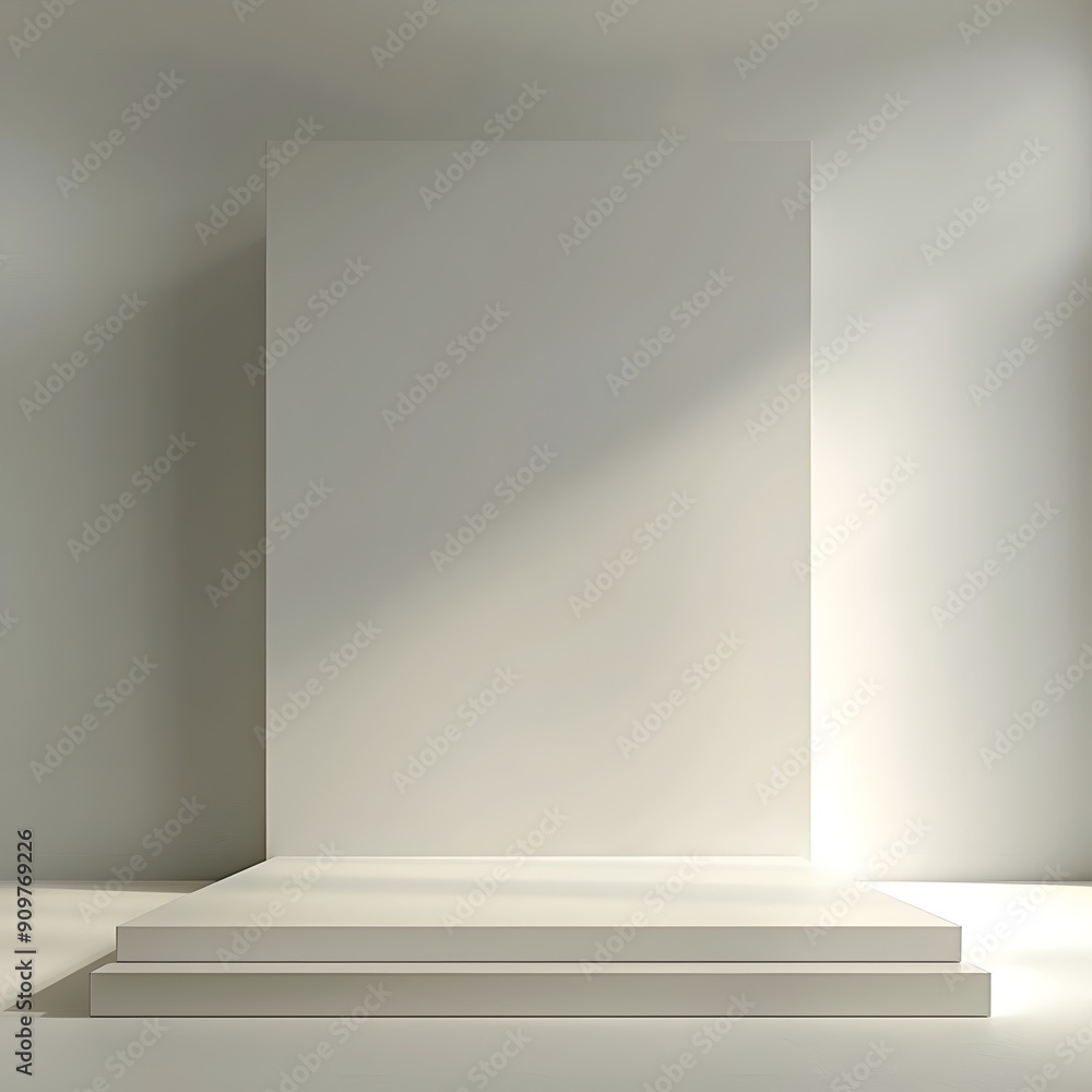 Poster empty white surface with diffused lighting for product or media presentation