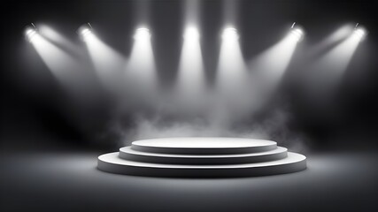 Obraz premium silver podium smoke spotlight stage 