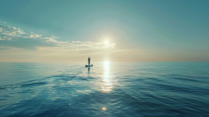 Fototapeta premium Mysterious view above the Ocean: A Small Boat Illuminated by Ethereal Lights, Surrounded by Clouds and Waves, Graphic Resources, Wallpapers, Brochure, Websites, banner, Advertising, background