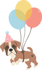 Cute Birthday dog baby boxer flat illustration