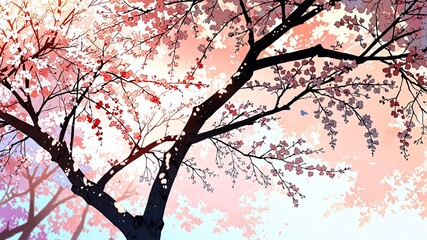 cherry blossoms abstract on nature background bright concept art drawing design wallpaper