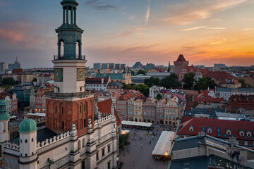 Old Market Square in Poznan at sunset. Poland