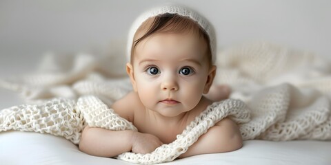 Baby girl in a white blanket