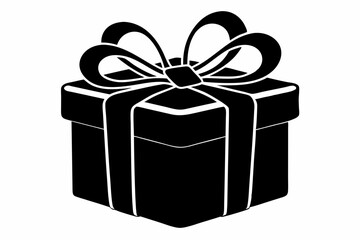 
Gift box icon Silhouette vector illustration, christmas gift box with ribbon
