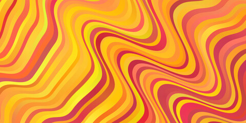 Light Red, Yellow vector pattern with curved lines.