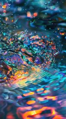 Abstract Colorful Water Ripples and Light Reflections. Vibrant colors, Fluid Art, Digital Background.