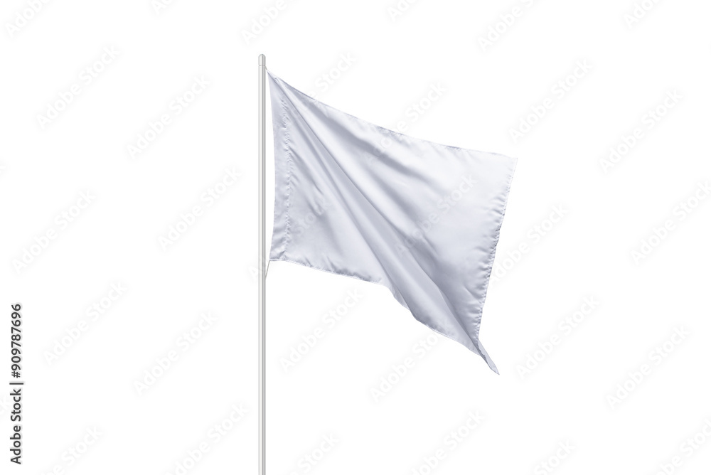 Poster isolated, transparent white flag mockup on a thin pole. perfect for adding custom designs, logos, or