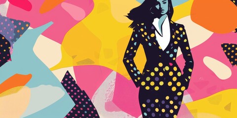 Corporate woman in a stylish pattern design.