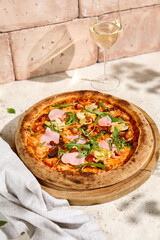 Summer Delight Mortadella and Artichoke Pizza with Sunlit Arugula