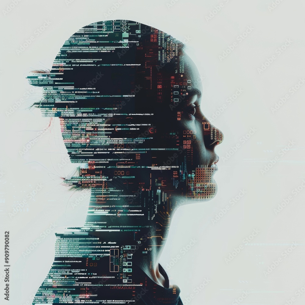 Poster creative double exposure representing data security.