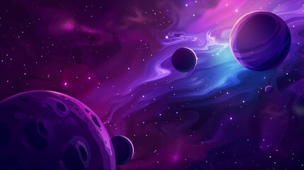 Cosmic Serenity: A Dreamy Interstellar Nebula and Planetscape