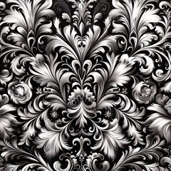 Elegant brocade designs in black and white close up photo Izobra