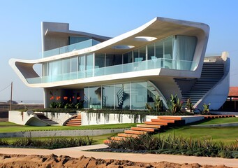 Modern Architecture House Design With Curved Walls