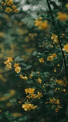 Yellow Flowers in Green Bush