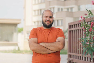 Confident Bald indian Man Smiling