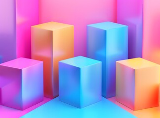 Fototapeta premium Colorful Geometric Shapes Background Abstract Render