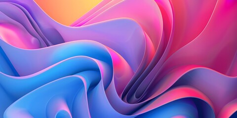 Abstract  Purple and Blue 3D Wavy Lines Background