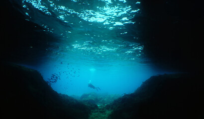 an underwater cave on the island of Curacao