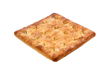 One square homemade sugar butter crispy biscuit facing up isolated on the transparent background. Top view stock photo. PNG files
